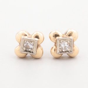 *sold* 14k yellow gold and diamond earrings